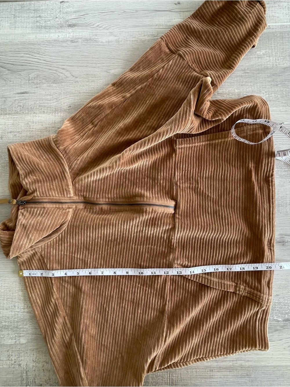 Prana size large Escambia half zip pullover in camel brown velour rib texture - Picture 14 of 16